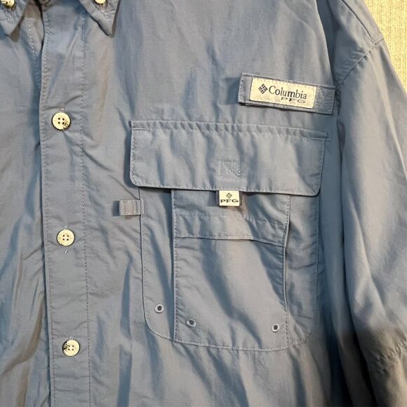 Columbia Bahama PFG Breathable Long Sleeve Button Down Shirt (Men's L) Pale Blue - Picture 3 of 10